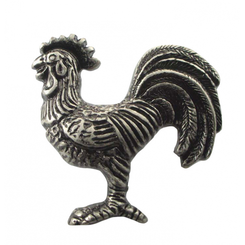 MNG Hardware 10911 109 2-1/4" Right Cabinet/Left Facing Rooster Cabinet Pull Antique Silver