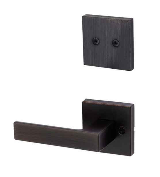 Kwikset Singapore Handleset Trim with Square Rose in Venetian Bronze