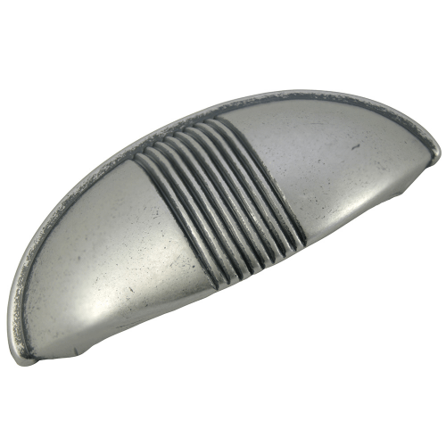 MNG Hardware 13621 136 2-1/2" Striped Cup Cabinet Pull Satin Antique Nickel