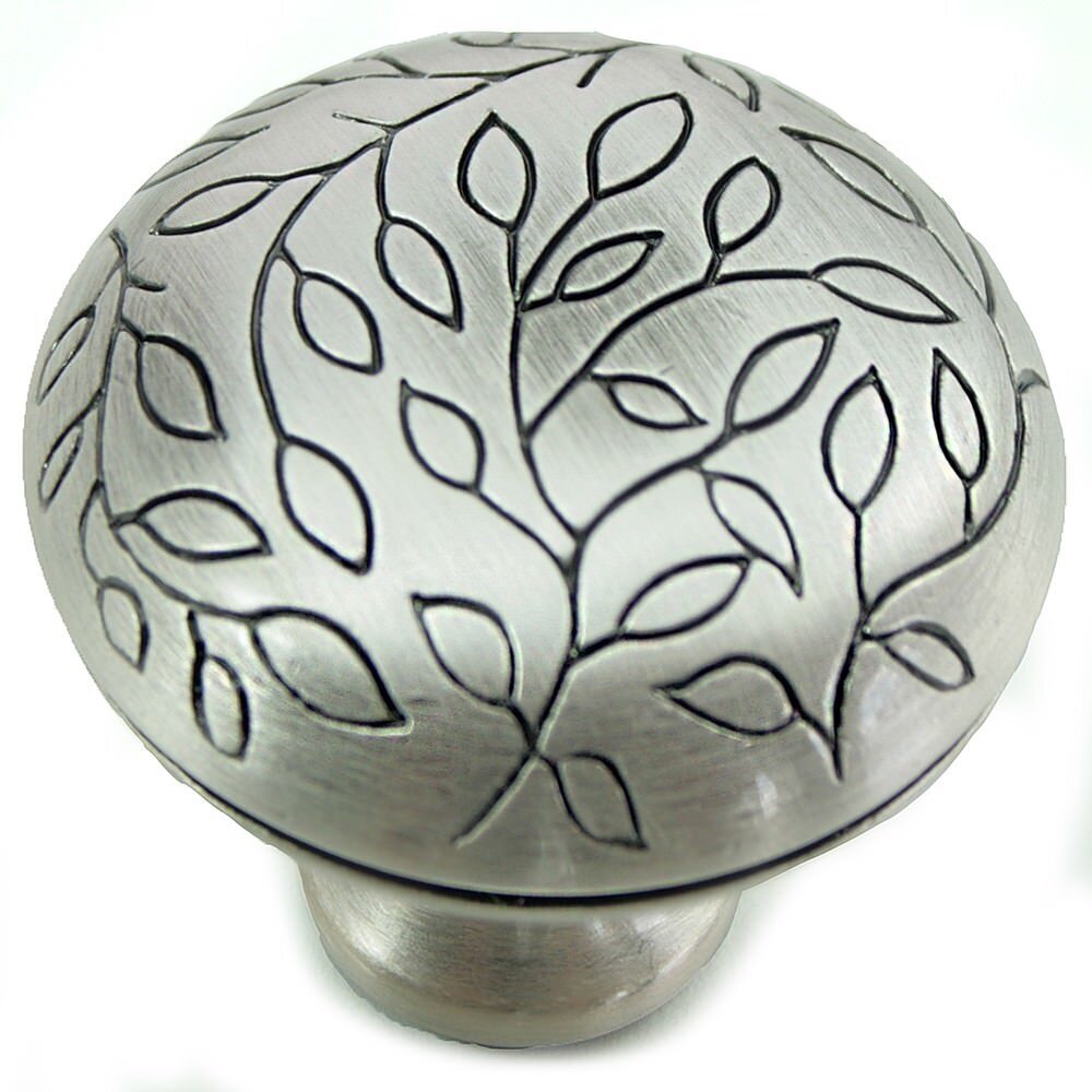 MNG Hardware 15121 151 1-1/2" Vine Round Cabinet Knob Satin Nickel Antique