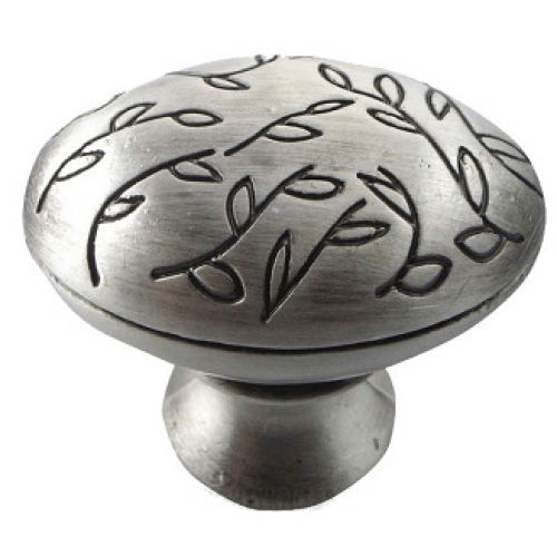 MNG Hardware 15211 152 1-1/2" Vine Egg Cabinet Knob Satin Silver Antique