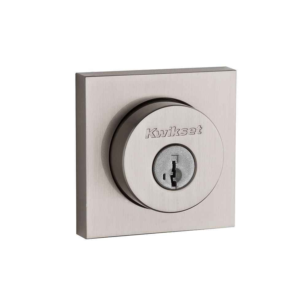 Kwikset 159SQT Halifax Square Rose Double Cylinder Deadbolt SmartKey in Satin Nickel