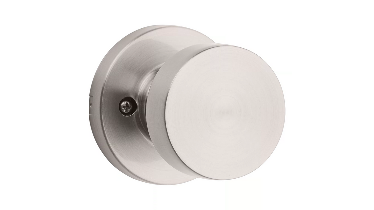 Kwikset Pismo Handleset Trim with Round Rose in Satin Nickel