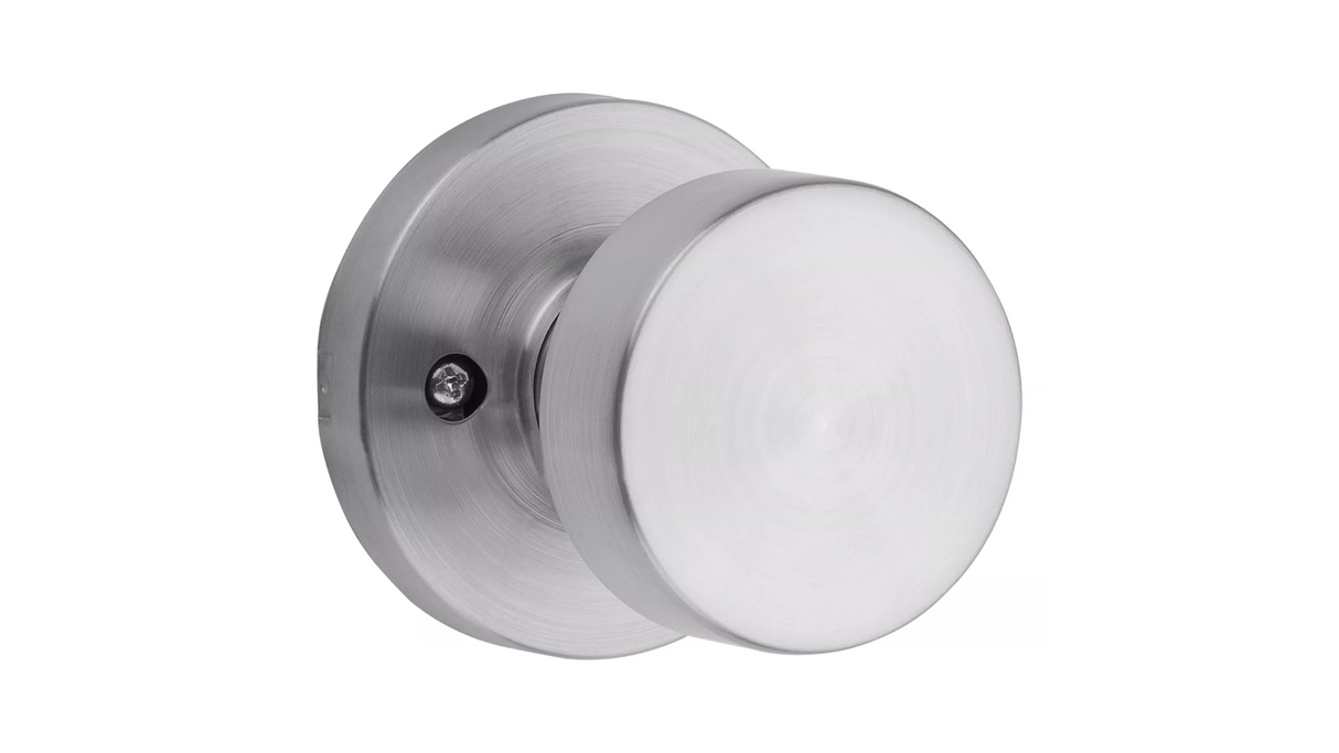 Kwikset Pismo Handleset Trim with Round Rose in Satin Chrome