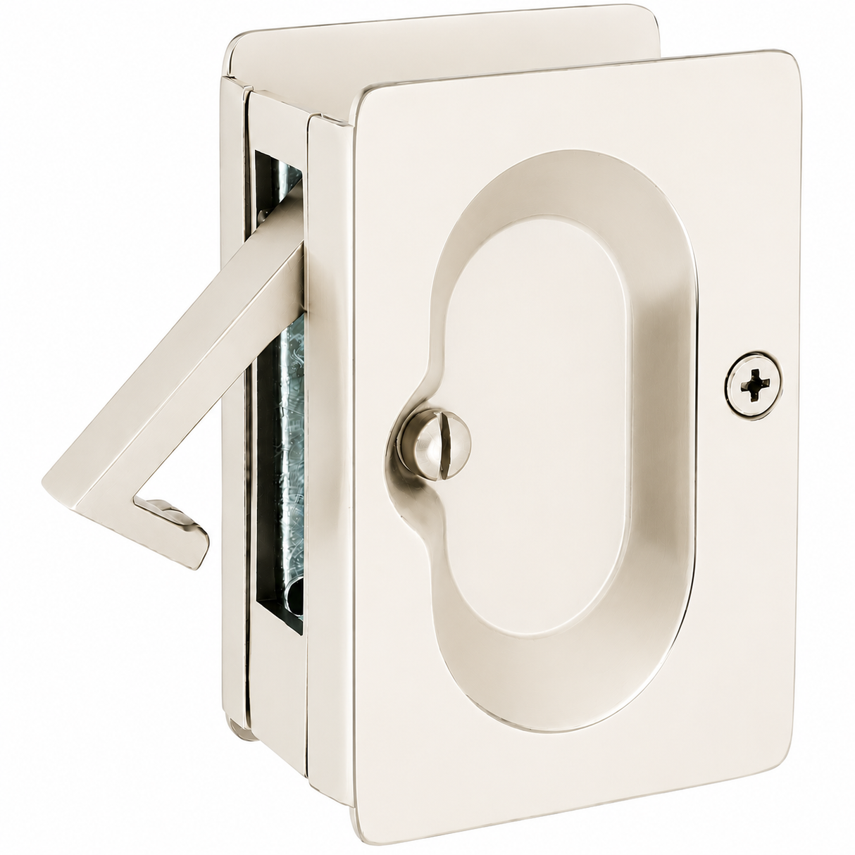 Emtek 2101US14 bright nickel pocket door lock