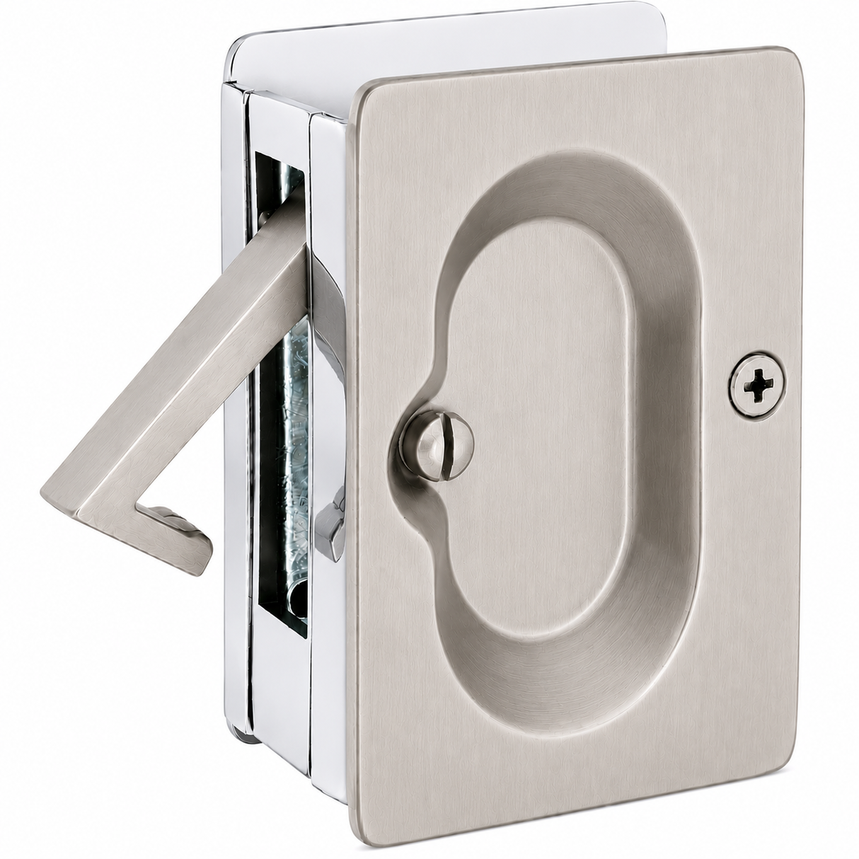 Emtek 2101US15XUS26 Pass Pocket Door Lock for 1-3/8" to 1-3/4" Door Satin Nickel by Polished Chrome Finish