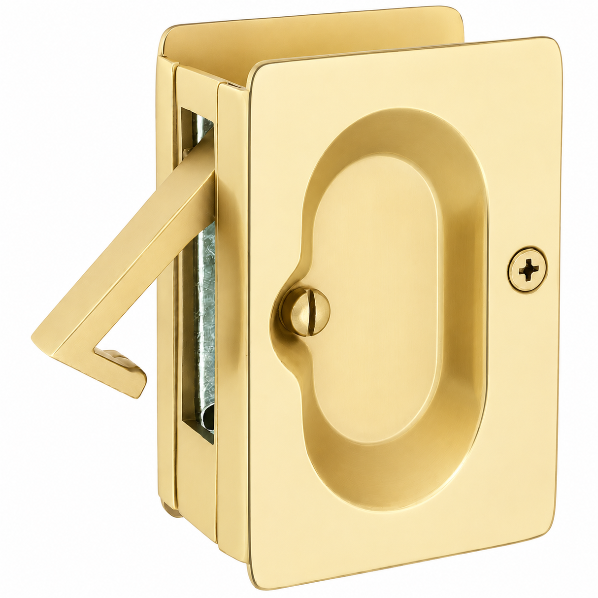 Emtek 2101US3 polished brass pocket door lock