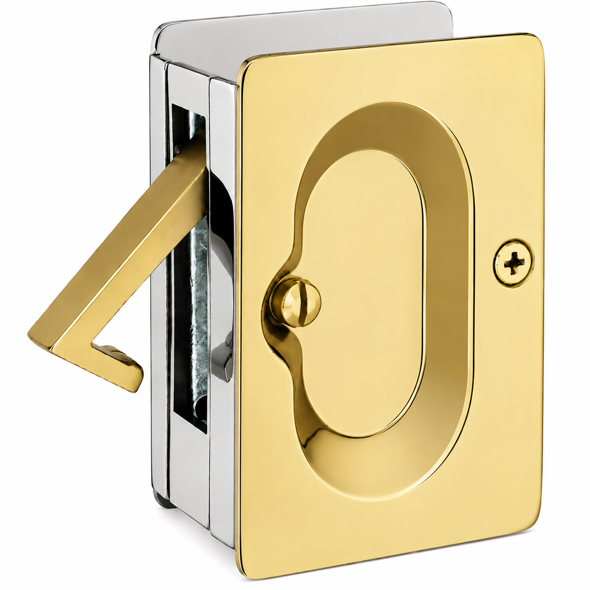 Emtek 2101US3XUS14 Pass Pocket Door Lock for 1-3/8" to 1-3/4" Polished Brass by Polished Nickel Finish
