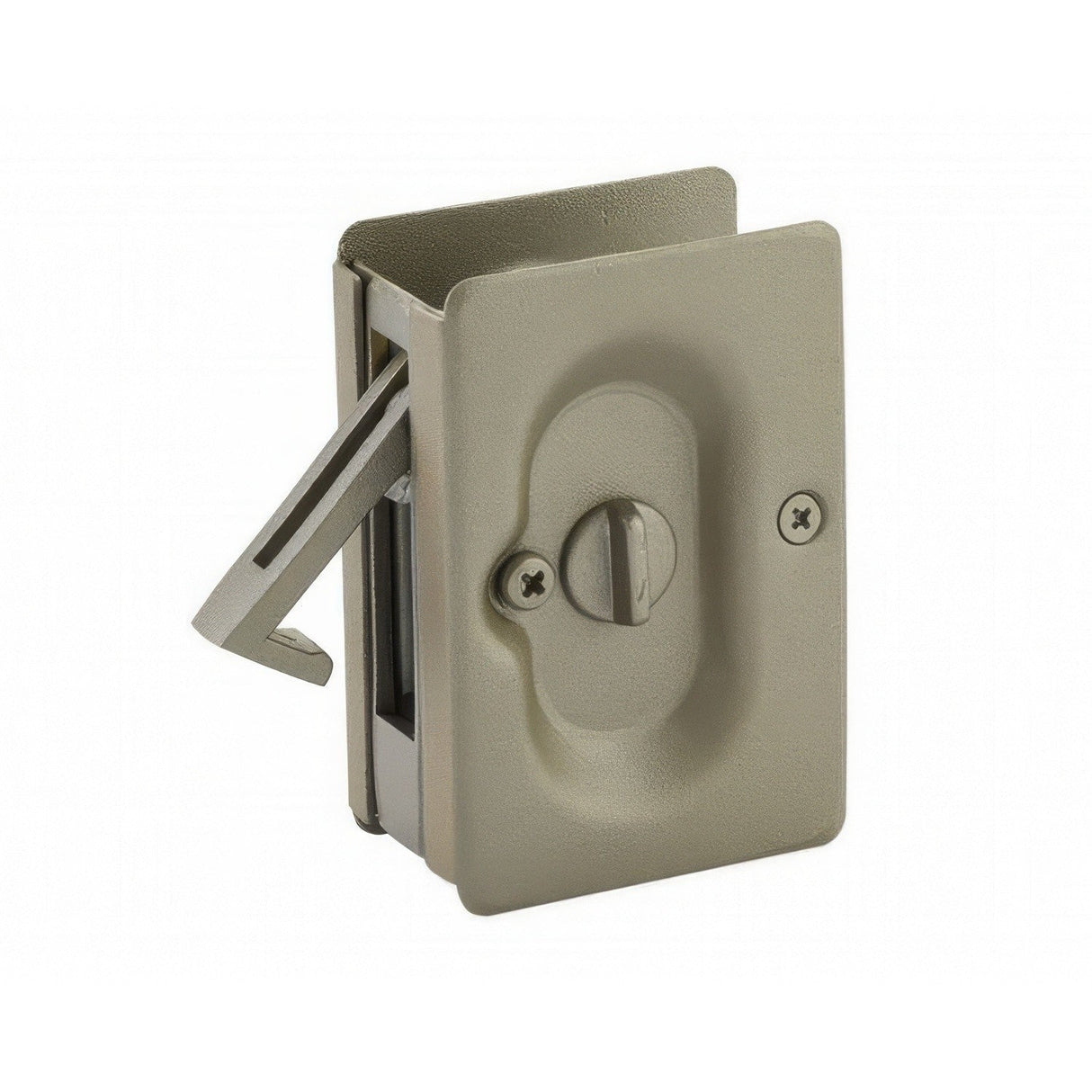Emtek 2102TWB tumbled white bronze privacy pocket door lock