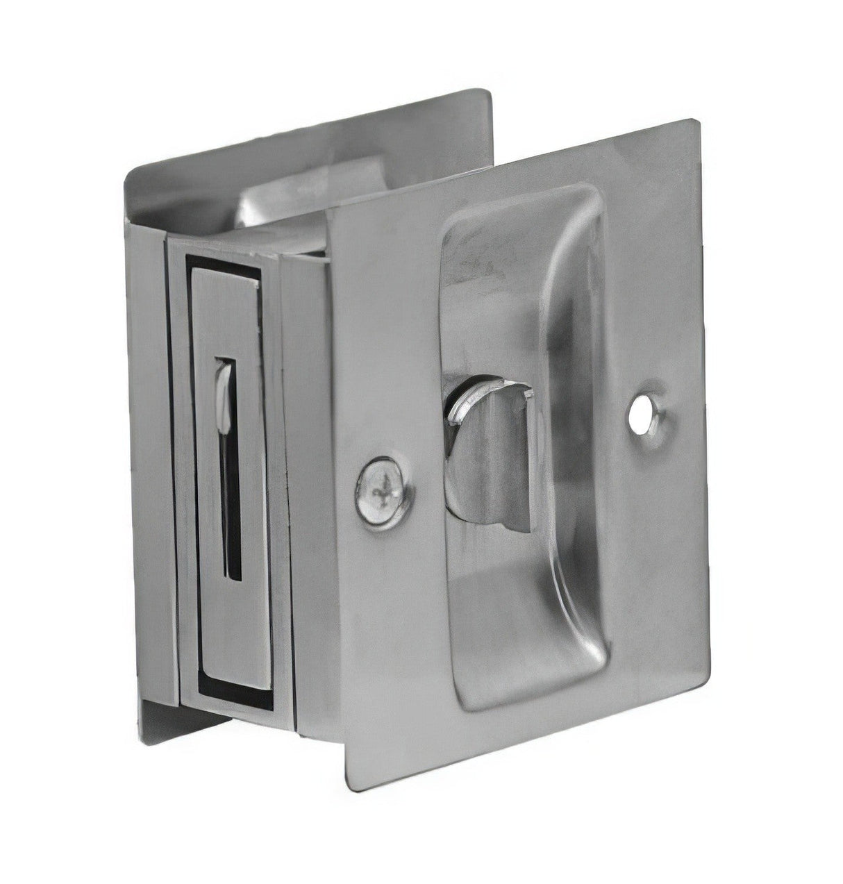 Emtek 2102US14 bright nickel privacy pocket door lock