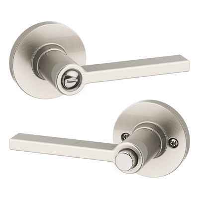 Kwikset 408CSLRDT Light Commercial Casey Lever Round Rose Privacy Door Lock in Satin Nickel