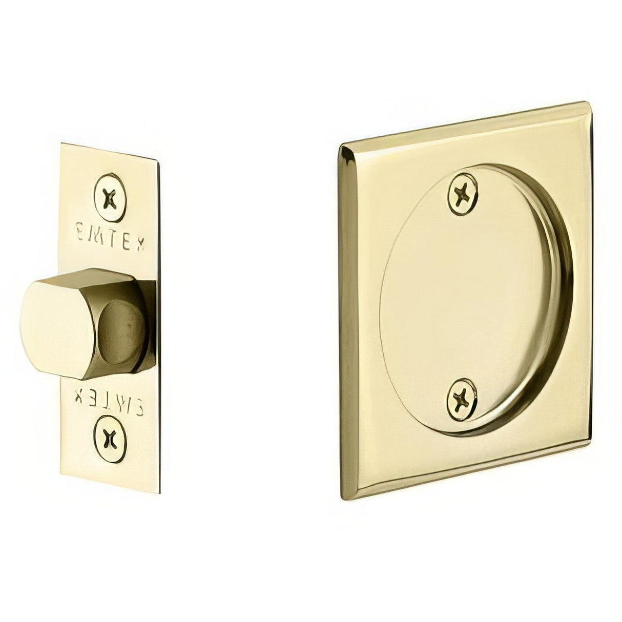Emtek 2134US3 polished brass lifetime passage pocket door lock