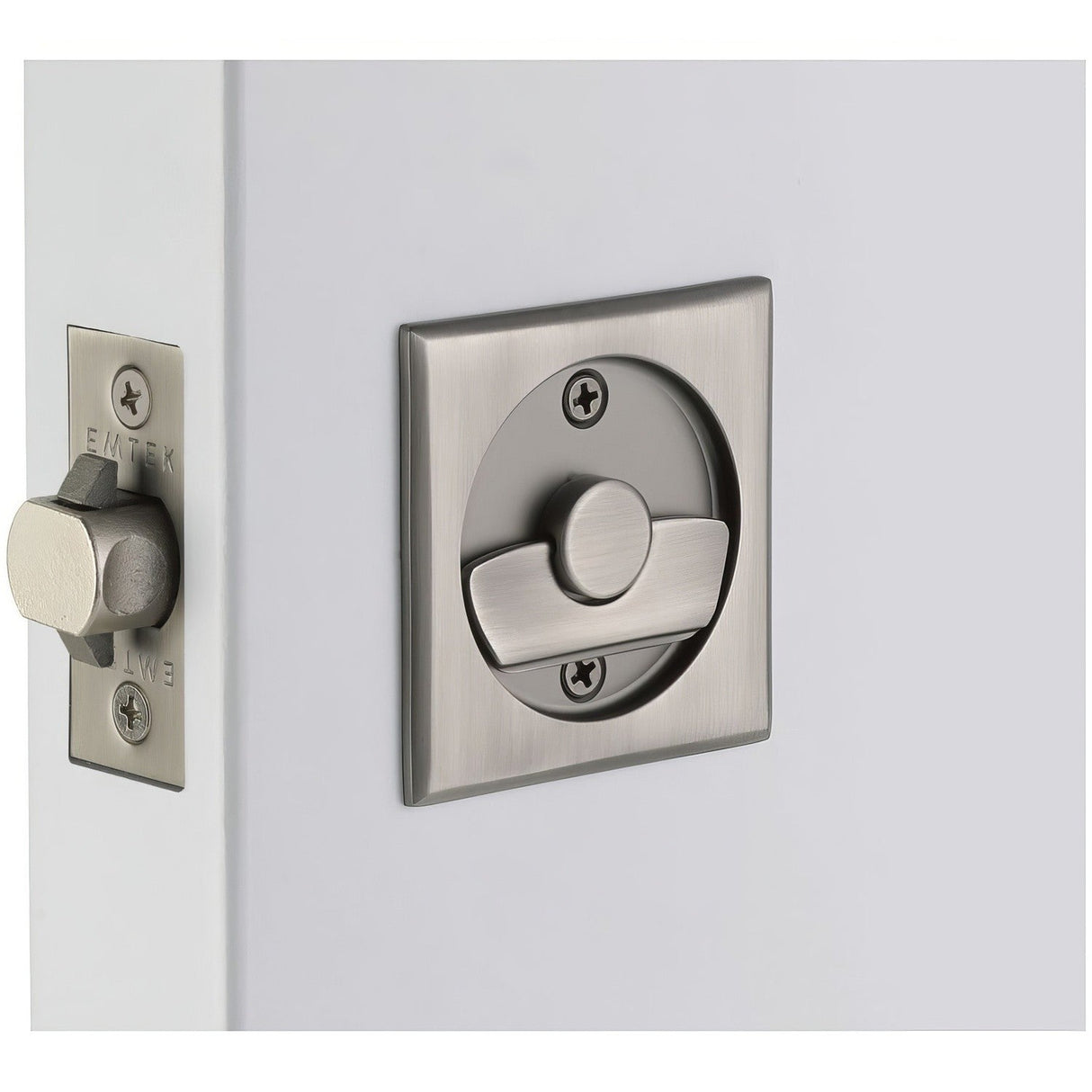 Emtek 2135US15A pewter privacy pocket door lock