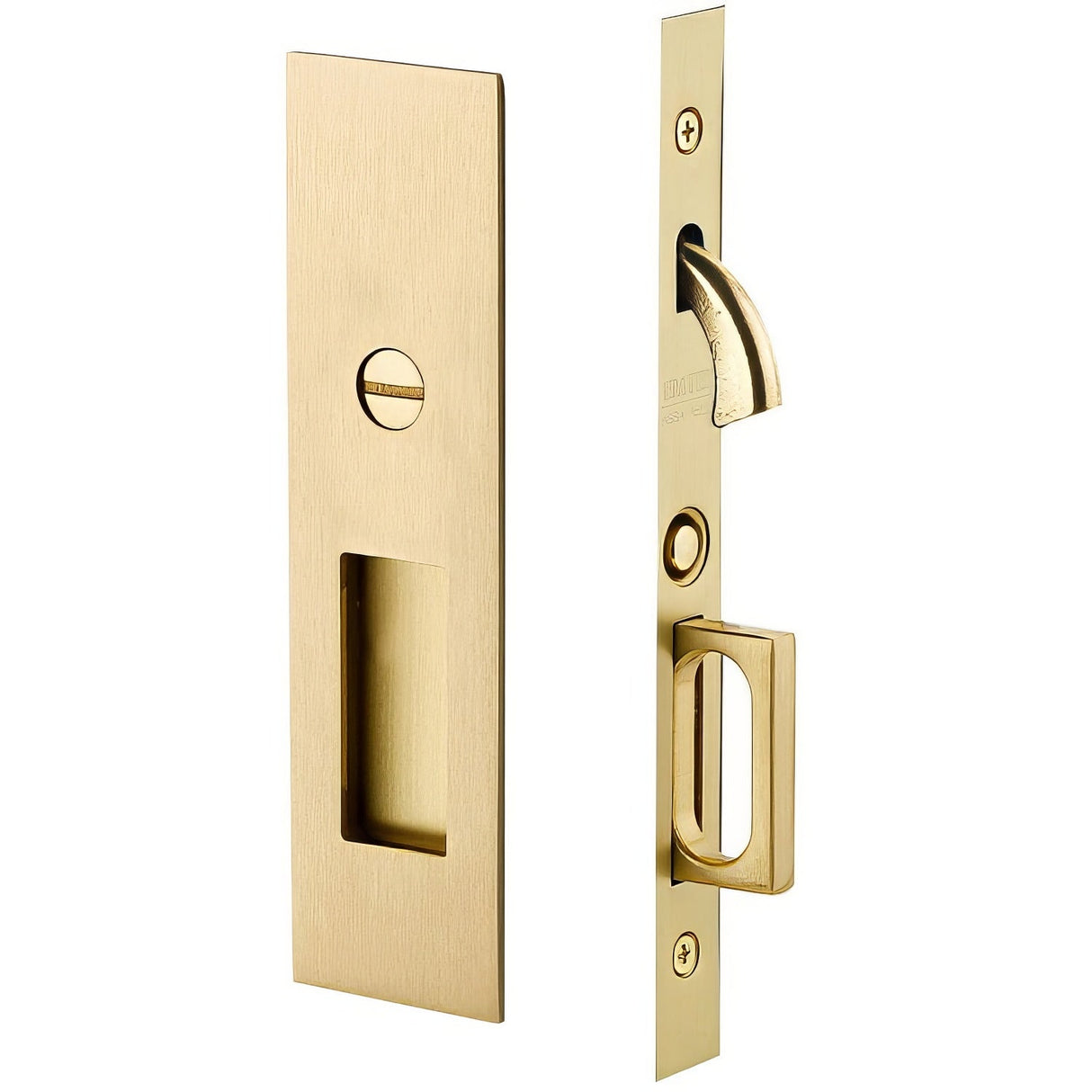 Emtek 2155US4138 satin brass passage pocket door lock