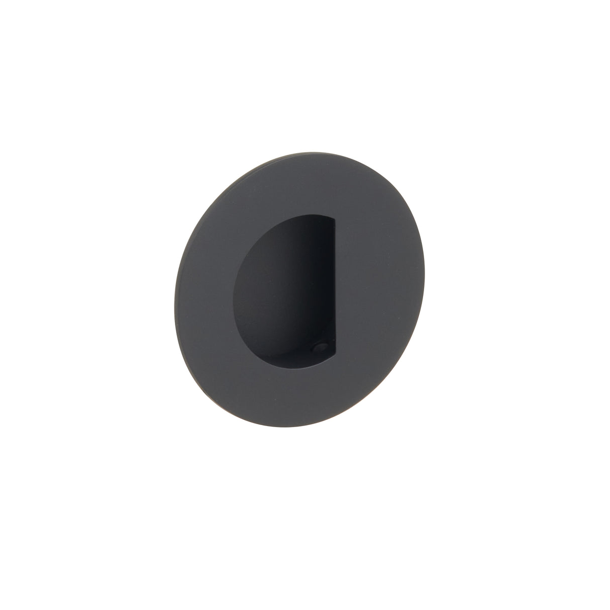 Emtek 3" Round Flush Pull with Half Moon Pocket in Flat Black