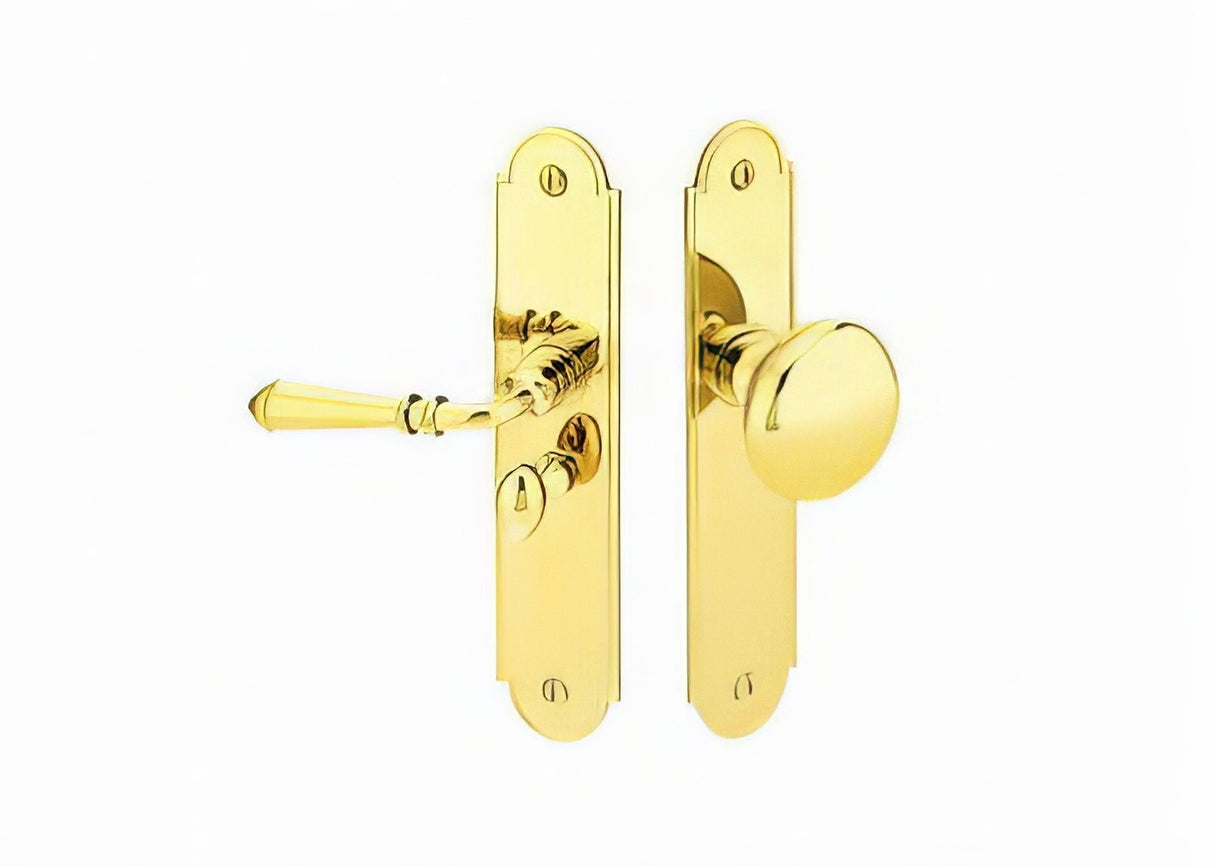 Emtek 2291US3NLRH unlacquered brass screen door lockset