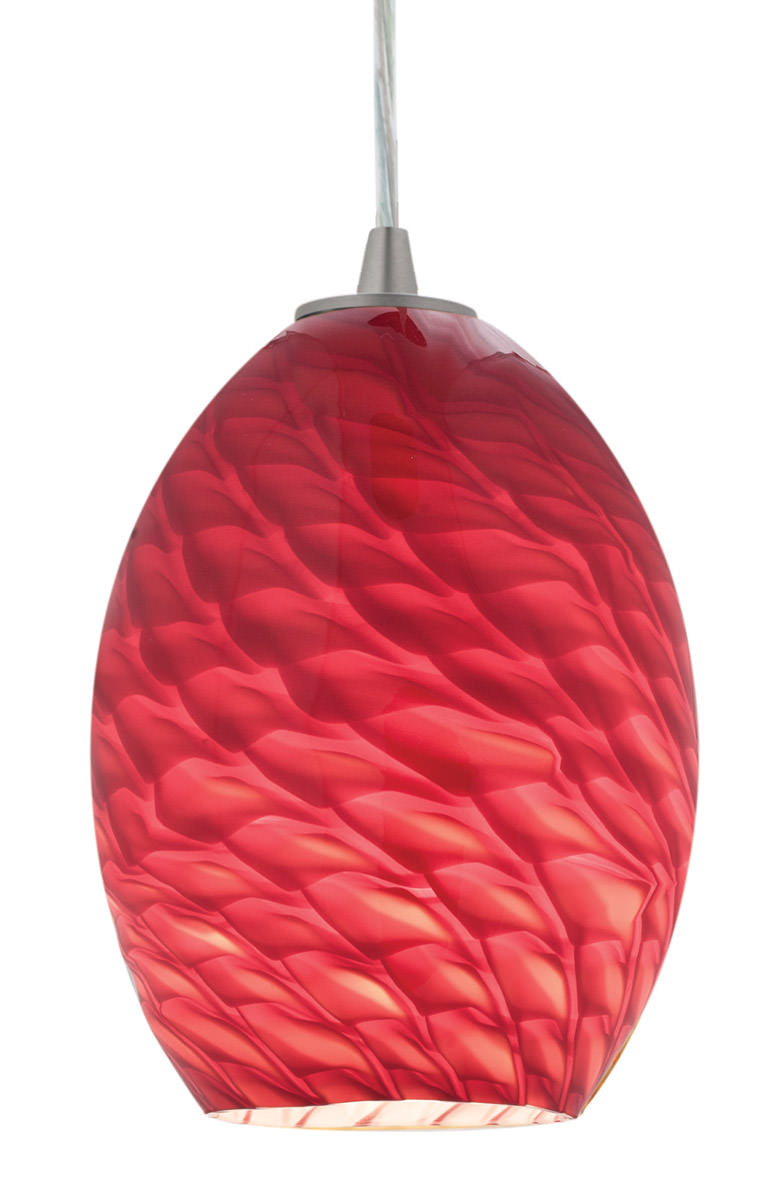 Access Lighting 23123-REDFB FireBird Ostrich pendant glass shade in satin stainless, additional view