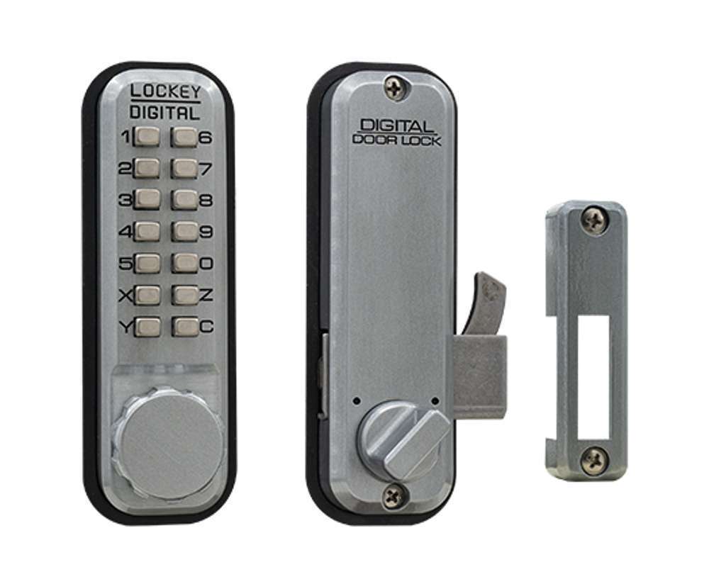 Lockey 2500SCMGKA satin chrome marine grade mechanical pushbutton locksets