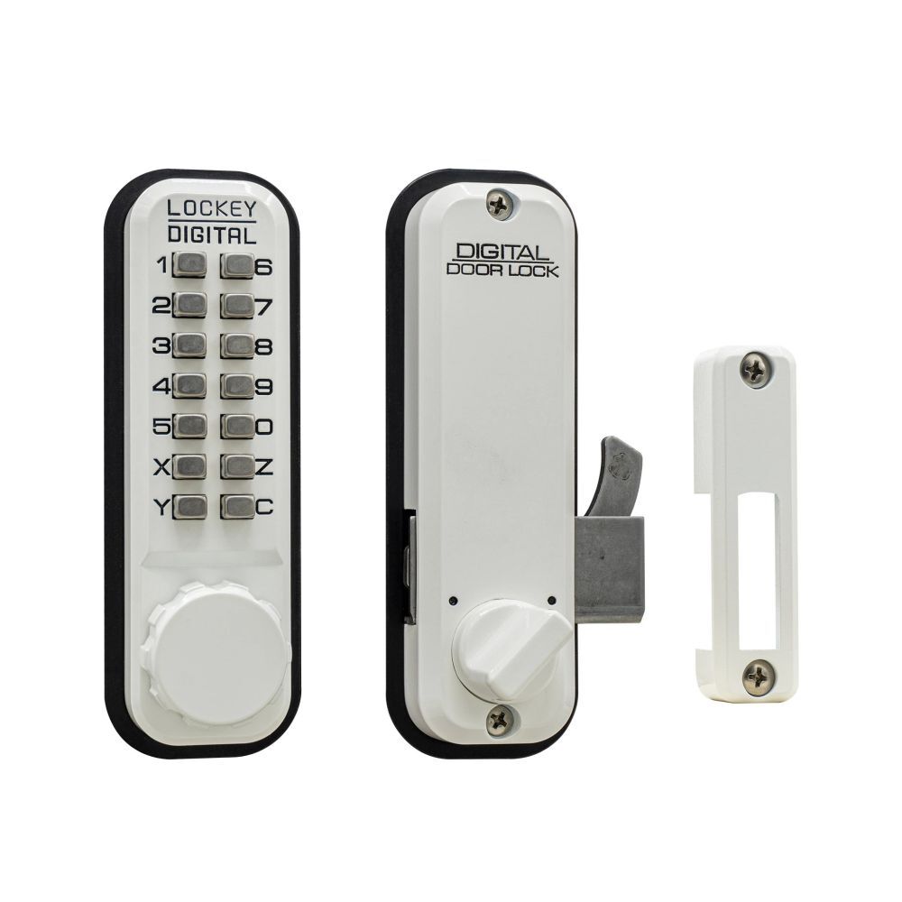 Lockey 2500WH white mechanical pushbutton locksets