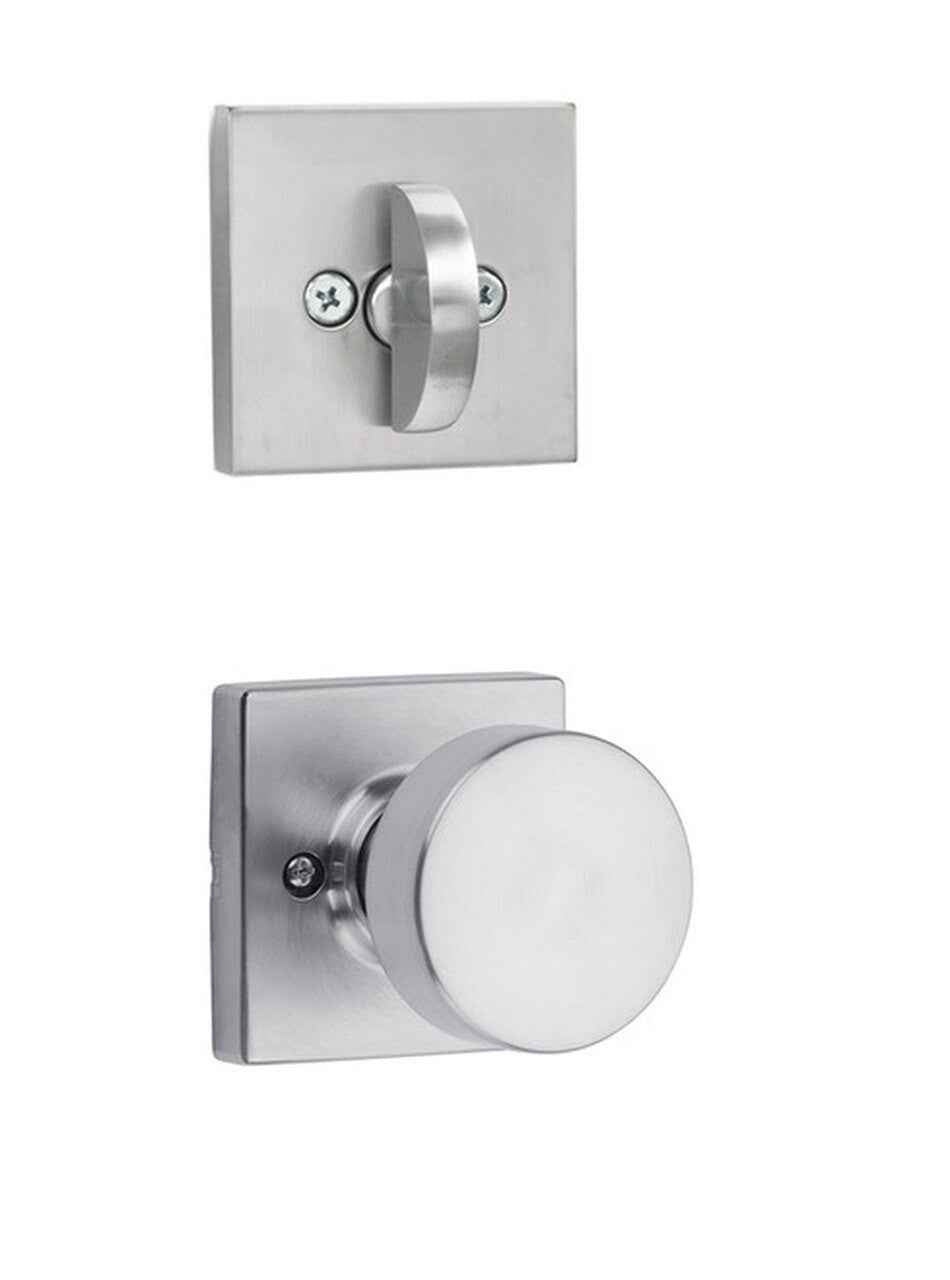 Kwikset Pismo Handleset Trim with Square Rose in Satin Chrome
