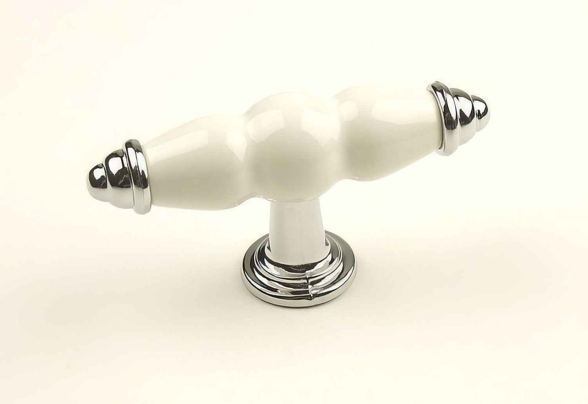 Century Hardware 27429-26WT polished chrome/white cabinet knob