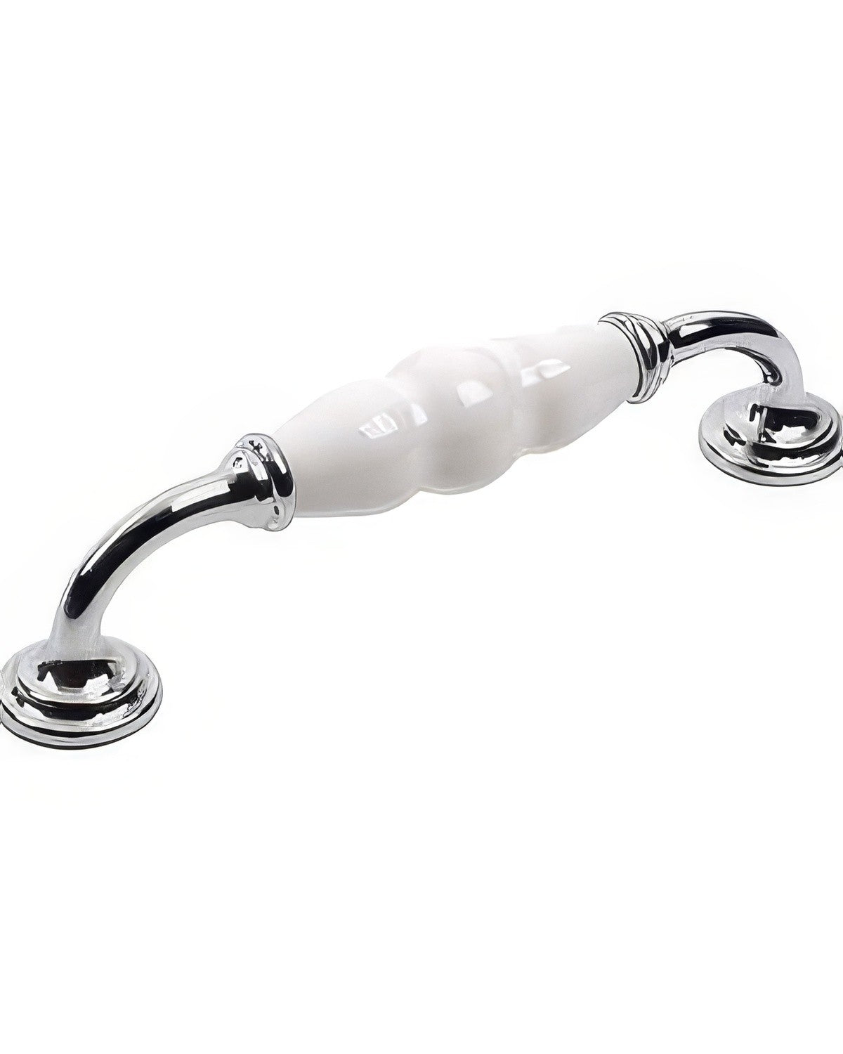 Century Hardware 27438-26WT polished chrome/white ceramic cabinet pull handle