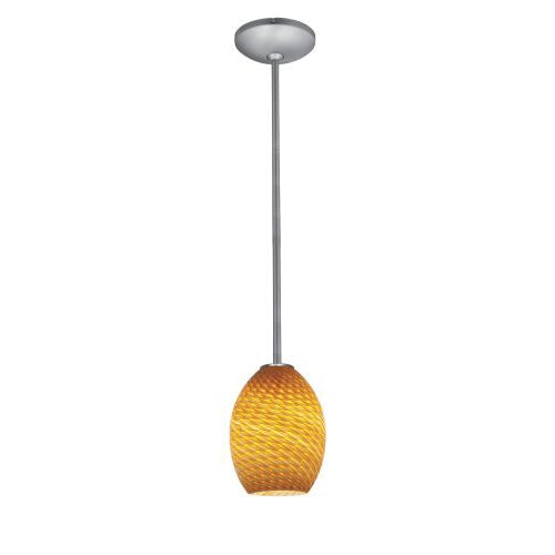 Access Lighting 28023-1R-BS/AMBFB Janine glass pendant light in satin stainless, additional view