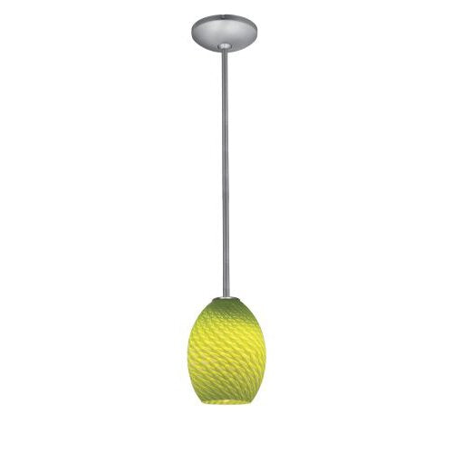 Access Lighting 28023-1R-BS/LGRFB Janine glass pendant light in satin stainless, additional view