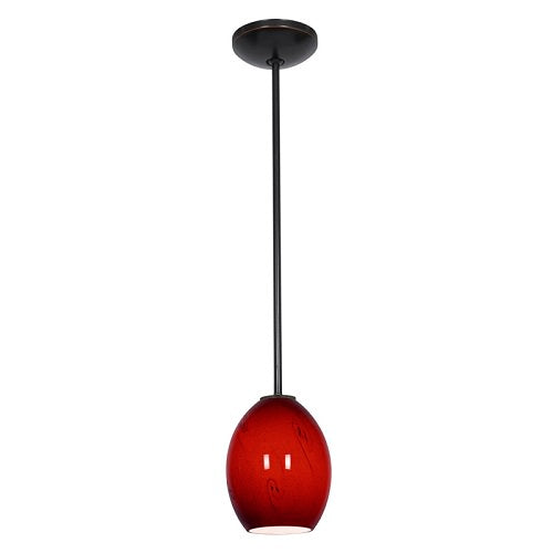 Access Lighting 28023-1R-BS/REDFB Janine glass pendant light in satin stainless, additional view