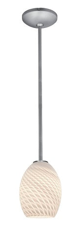 Access Lighting 28023-1R-BS/WHTFB Janine glass pendant light in satin stainless, additional view