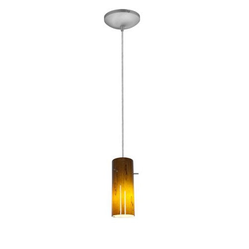 Access Lighting 28030-1C-BS/ASKY brushed steel / amber sky glass pendant light