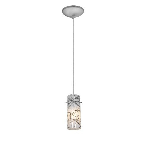 Access Lighting 28030-1C-BS/BLWH brushed steel / black white glass pendant light