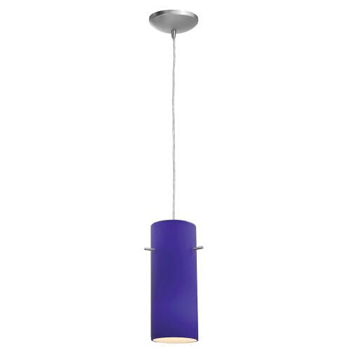 Access Lighting 28030-1C-BS/COB brushed steel / cobalt blue glass pendant light