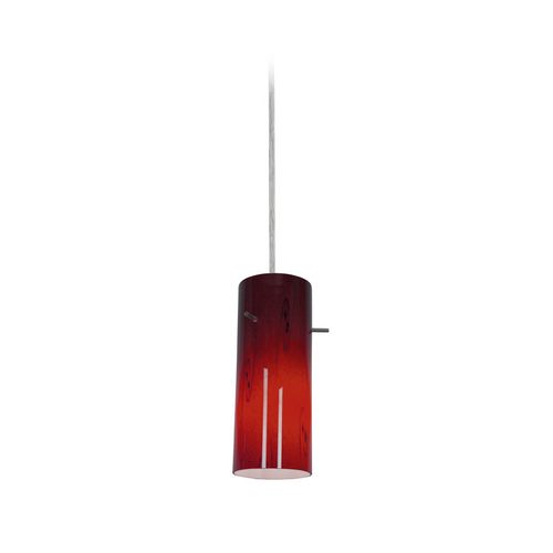 Access Lighting 28030-1C-BS/RED brushed steel / red glass pendant light