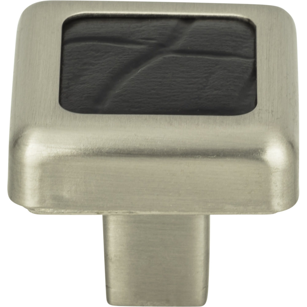 Atlas Homewares 3149-BN-CRC brushed nickel / black leather cabinet knob