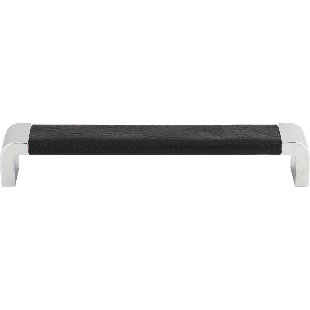 Atlas Homewares 3151-BL ch & black leather cabinet pull