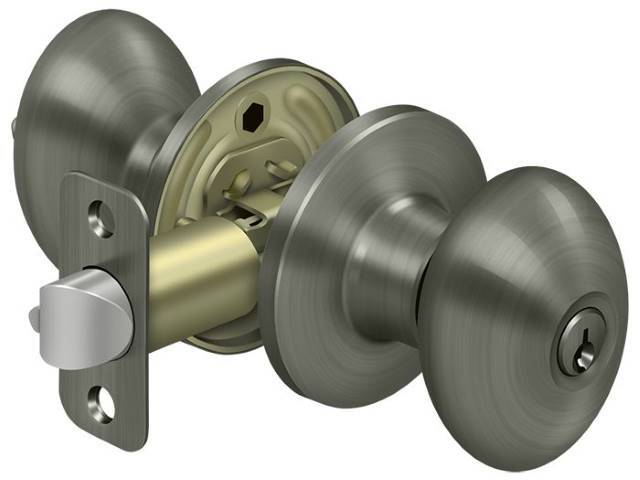 Deltana 3381-15A Egg Keyed Entry Door Knob Antique Nickel