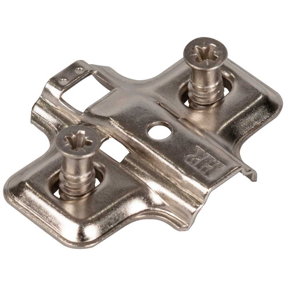 Hardware Resources 400.0118.75 non-cam adjustable steel plate for cabinet hinges, front view
