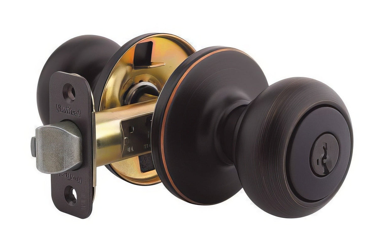 Kwikset 400CV-3S polished brass keyed entry door knob