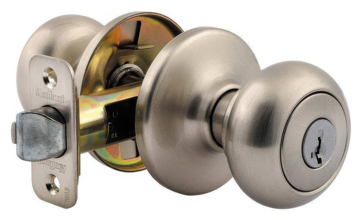 Kwikset 400CV-5S antique brass keyed entry door knob