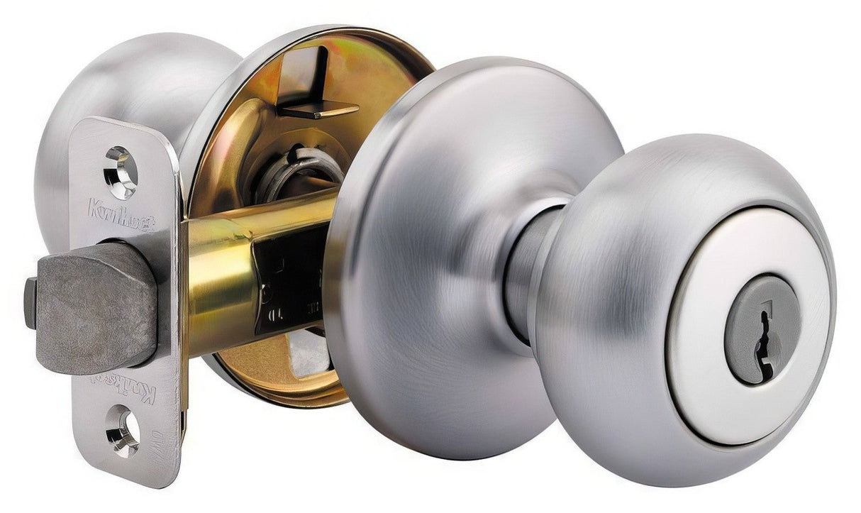 Kwikset 400CV-15 Cove keyed entry door knob in satin nickel, additional view