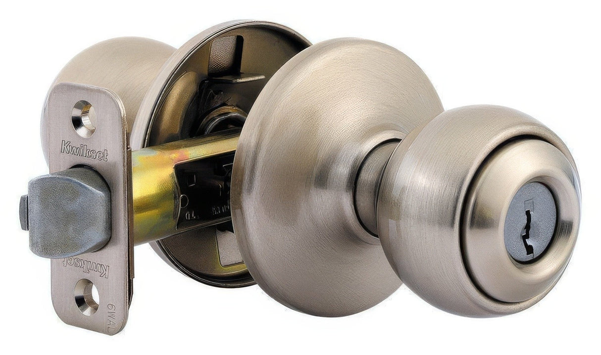 Kwikset 400P-15 Polo keyed entry door knob in satin nickel, additional view