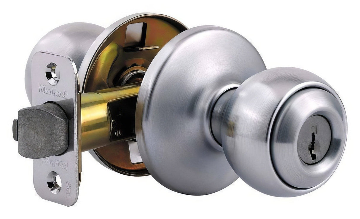 Kwikset 400P-3V1 polished brass keyed entry door knob