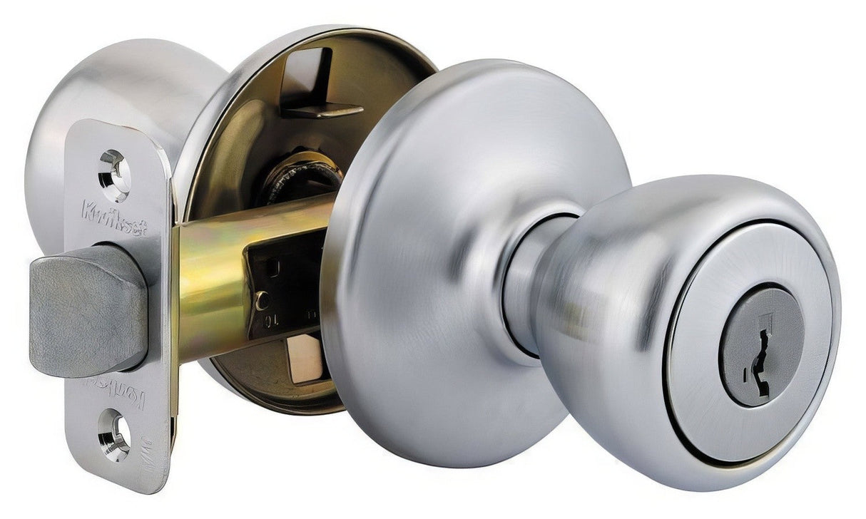 Kwikset 400T-26DS satin chrome keyed storeroom door knob