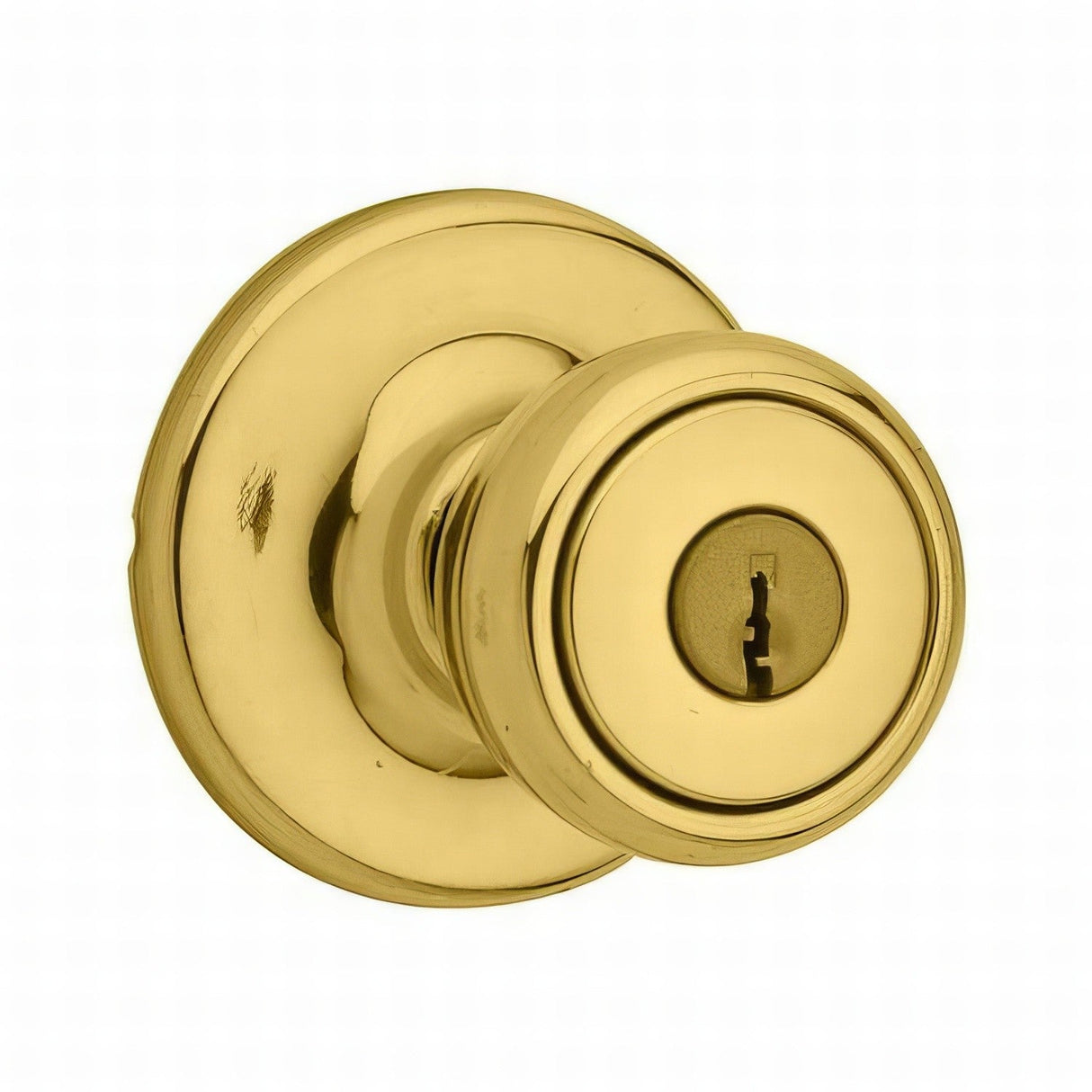 Kwikset 400T-3 Tylo keyed entry door knob in polished brass, additional view