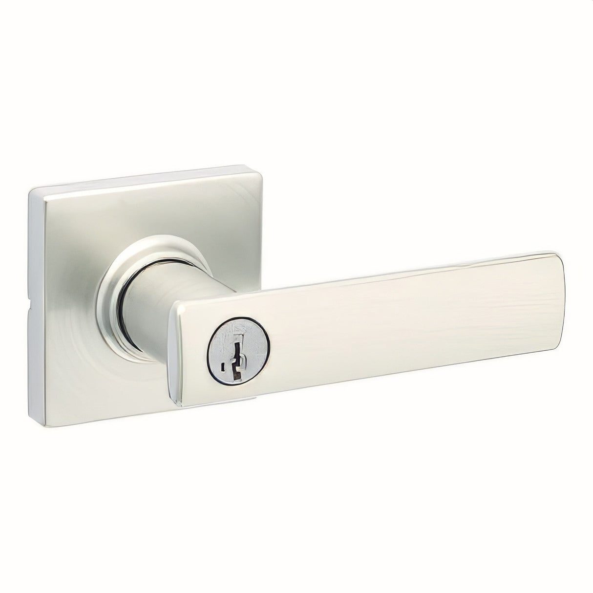 Kwikset 405BRNLSQT-15S satin nickel keyed entry door lever