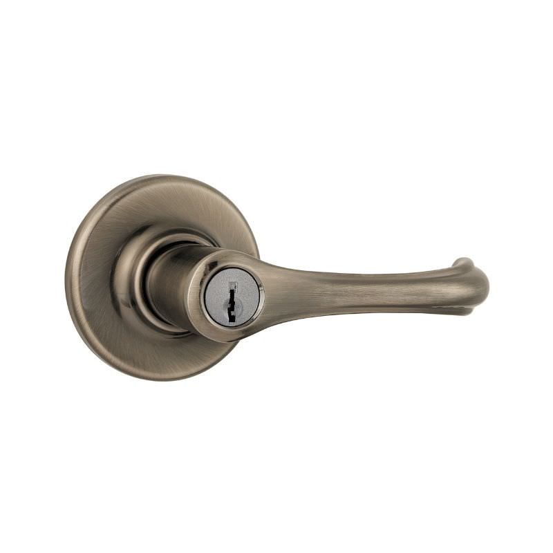 Kwikset 406DNL-3V1 polished brass keyed entry lever
