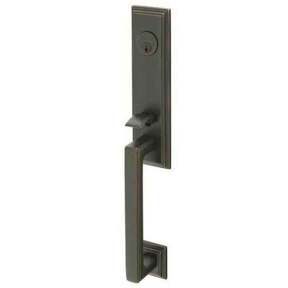 Emtek Lever Left Hand 2-3/8" and 2-3/4" Backset Single Cylinder Wilshire Tubular Handleset in Oil Rubbed Bronze