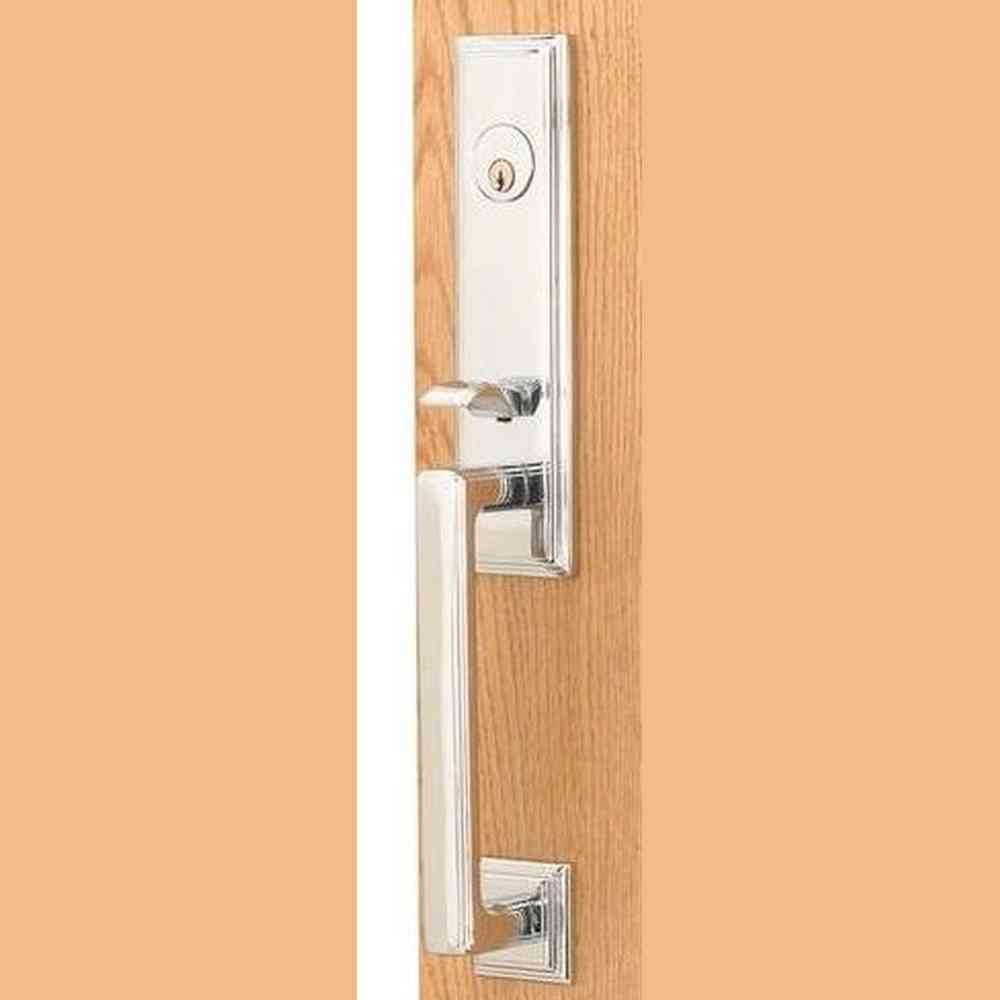 Emtek Lever Left Hand 2-3/8" and 2-3/4" Backset Single Cylinder Wilshire Tubular Handleset in Polished Chrome