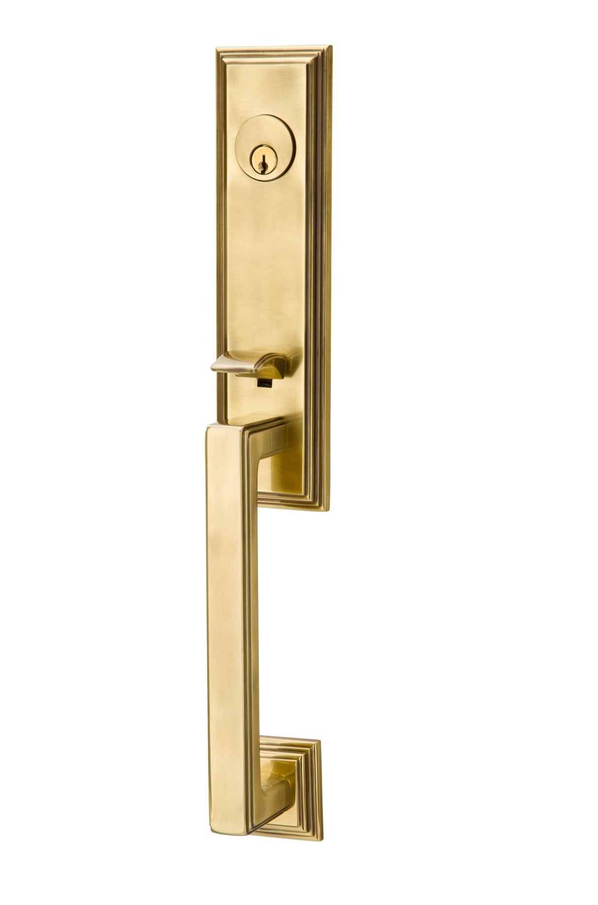 Emtek Lever Left Hand 2-3/8" and 2-3/4" Backset Single Cylinder Wilshire Tubular Handleset in French Antique Brass